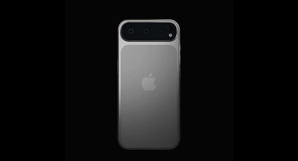 Render of the iPhone 17 Pro Max reveals the phone's rear panel which includes a Pixel-like horizontal camera bar.