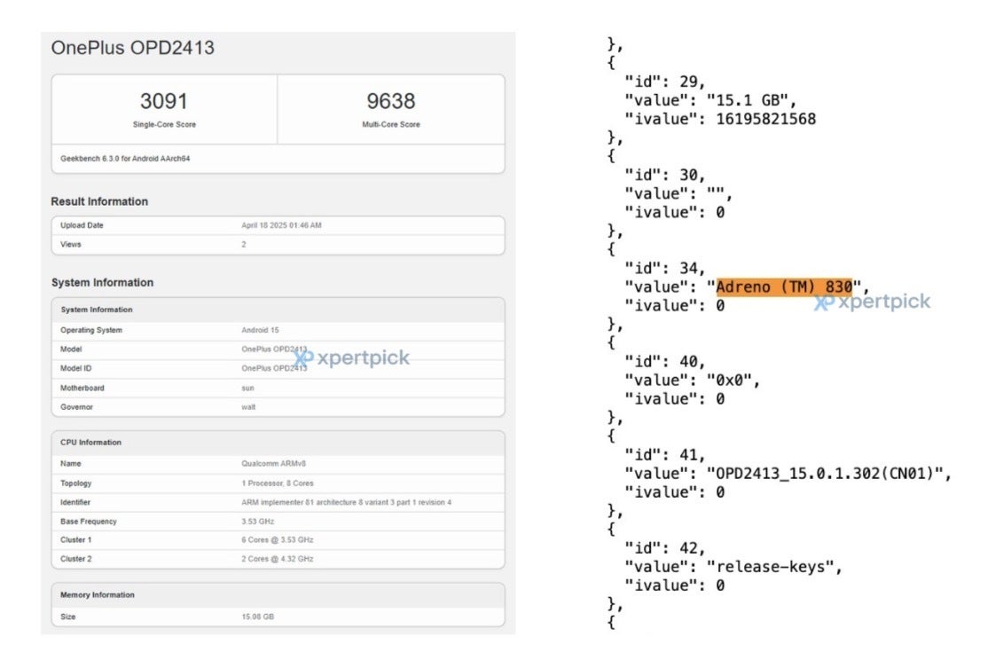 Screenshot of the Geekbench listing for the OnePlus Pad 2 Pro