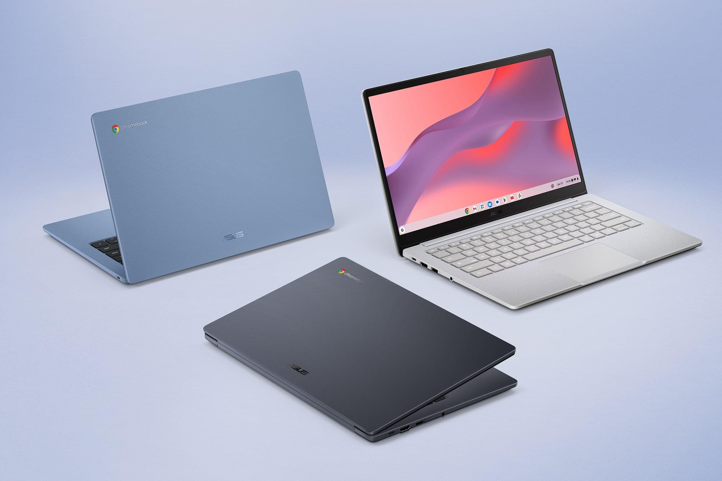 Image of the colors available on the Asus Chromebook CX14/CX15 series