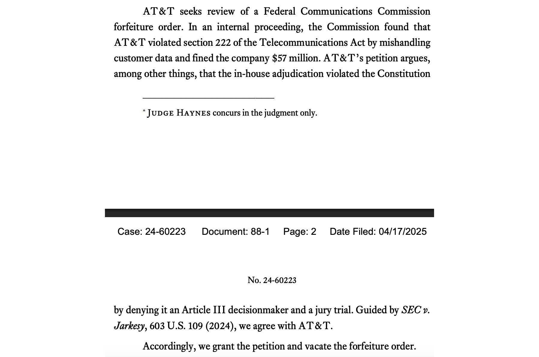 AT&T $57 million FCC fine canceled