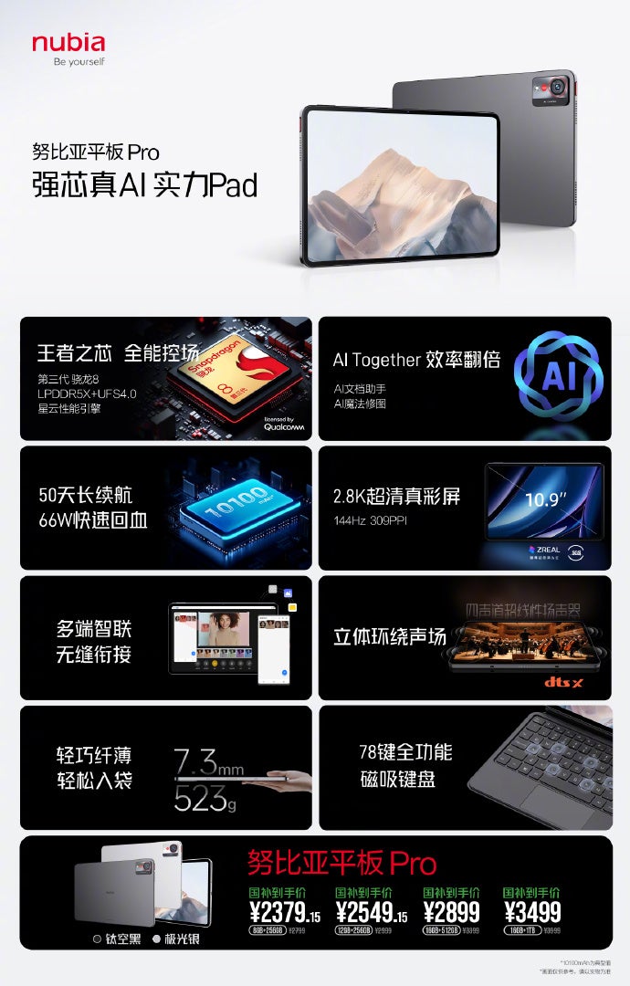 Nubia Pad Pro specs