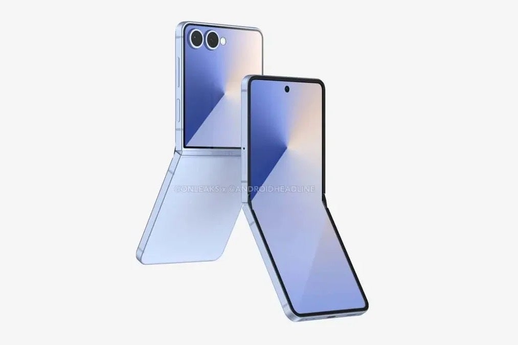 Leaked render of the Samsung Galaxy Z Flip 7. | Image credit — OnLeaks and Android Headlines - The Samsung Galaxy Z Flip 7 chip rumors keep flip-flopping, but this latest one might be really good news