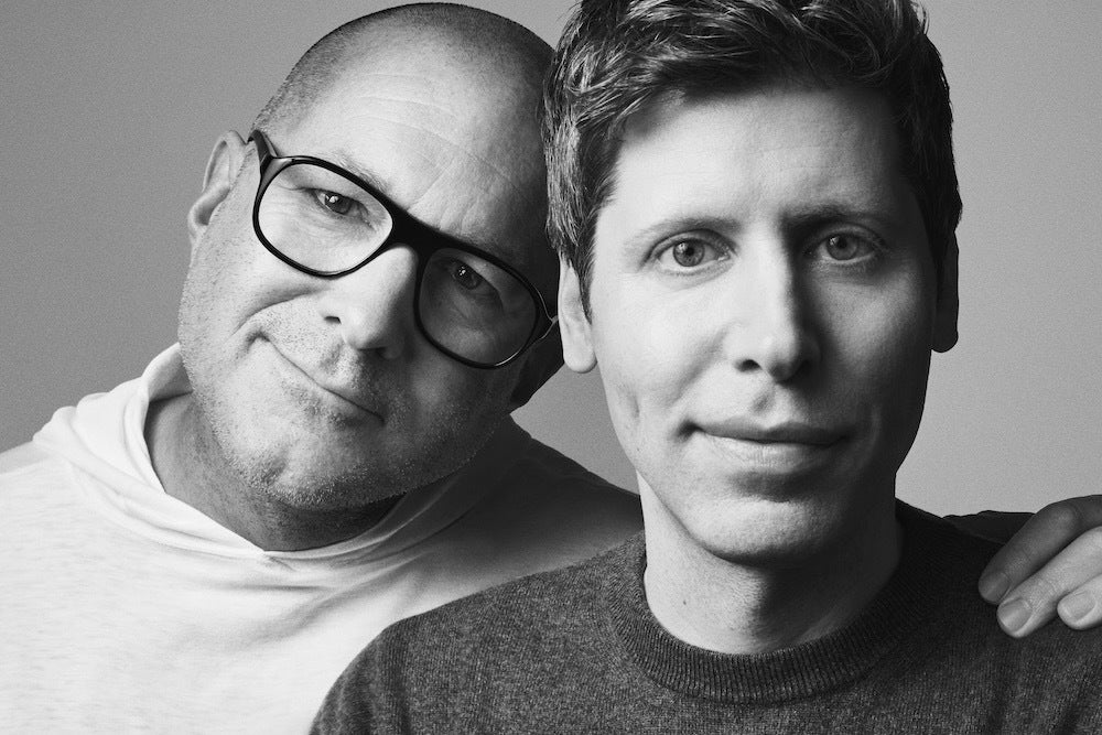 Portrait of Jony Ive and Sam Altman