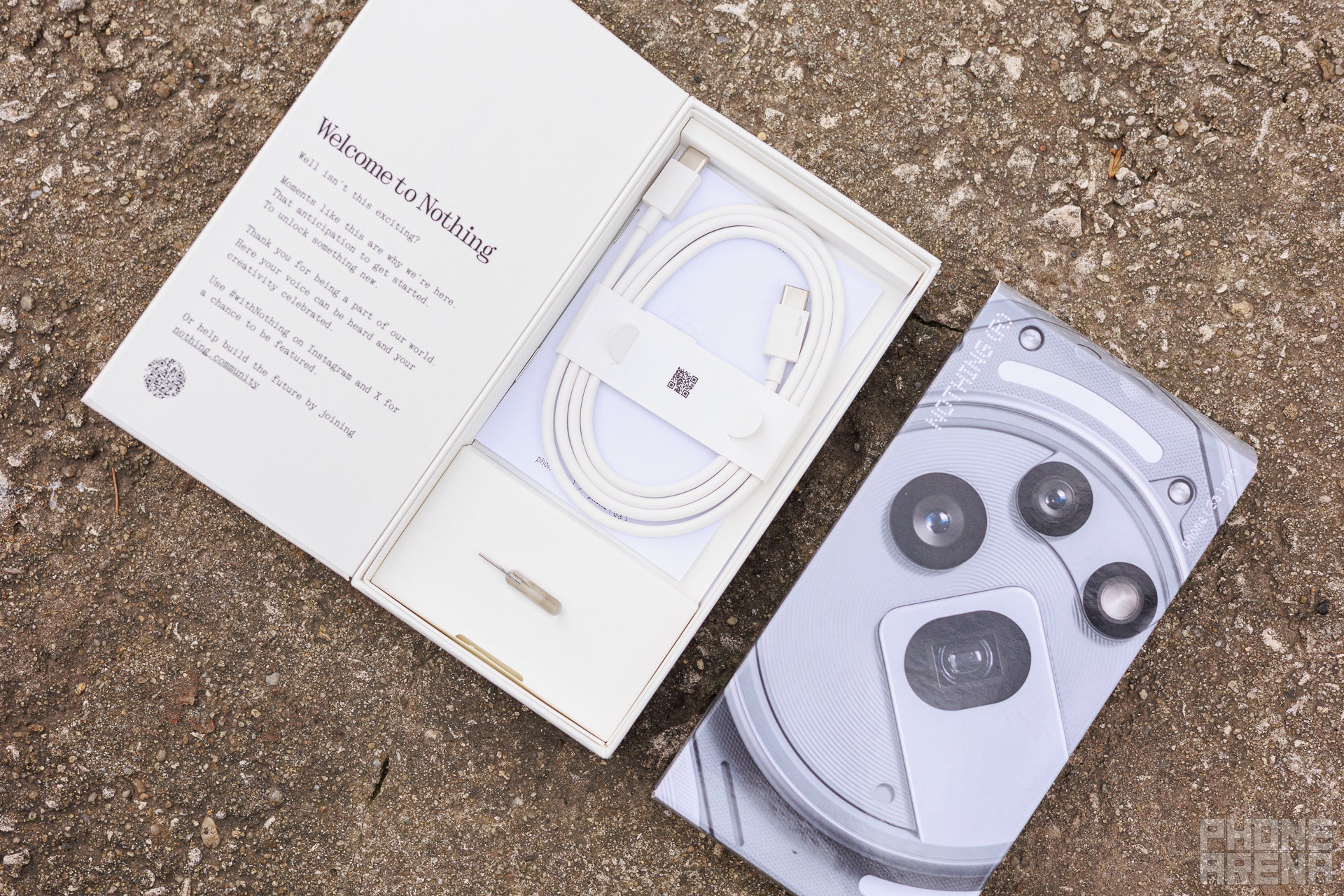 Open box and the contents that come with the Nothing Phone (3a) Pro