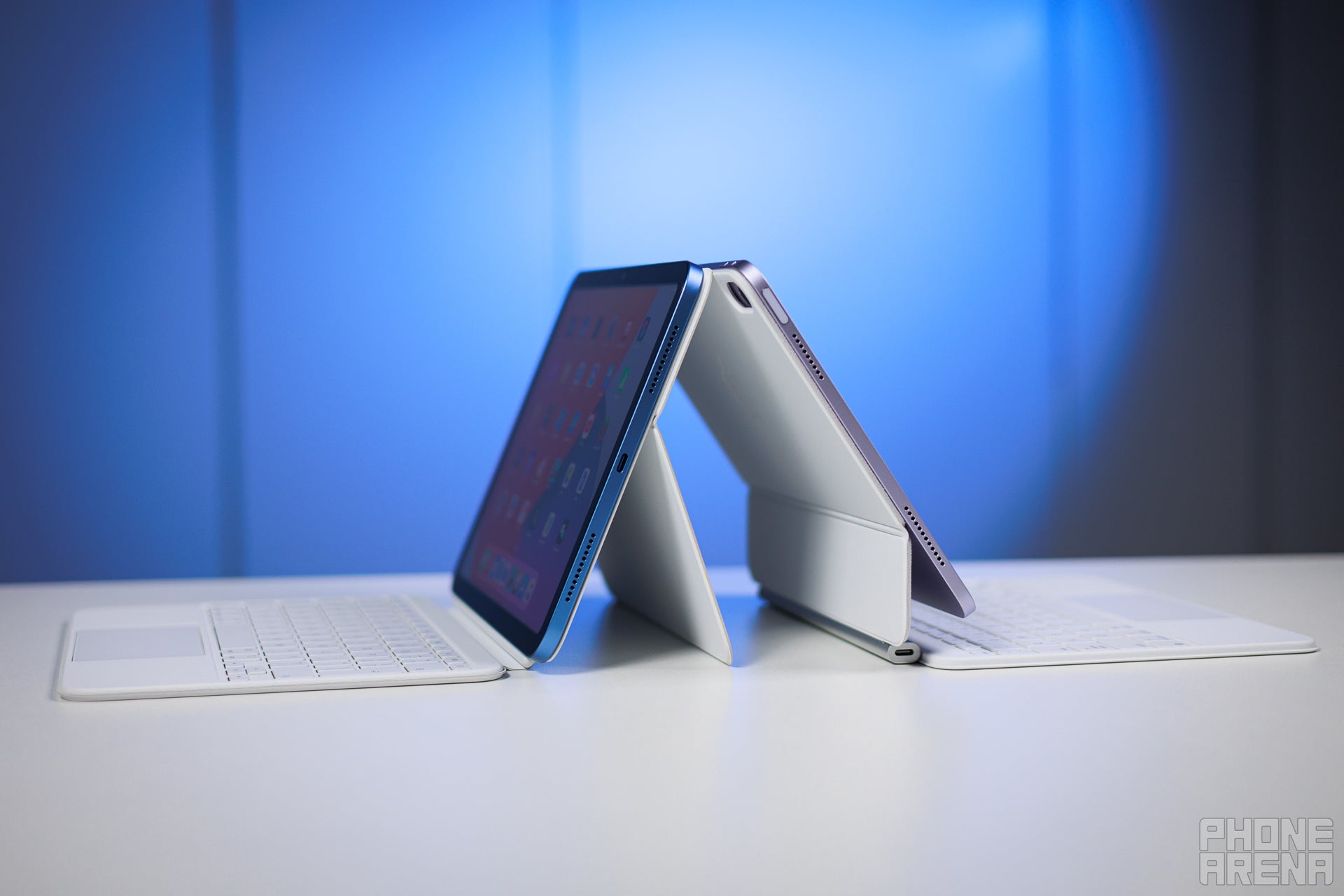 One of these keyboards is fancier than the other (Image credit - PhoneArena) - iPad A16 vs iPad Air M3: who's the real iPad Pro killer here?